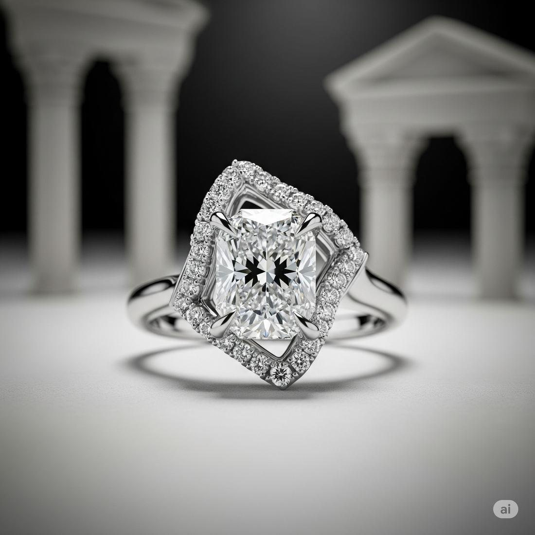 Anello con diamante di design moderno e di tendenza, che rappresenta le nuove mode 2025 di Atelier Diamanti a Roma