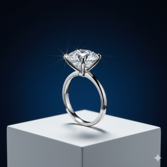 Mani di un esperto gemmologo con guanti bianchi che esamina un paio di orecchini con diamanti usando delle pinzette, su un banco da orafo. L'immagine rappresenta il processo di valutazione professionale per la permuta di gioielli e diamanti a Roma.