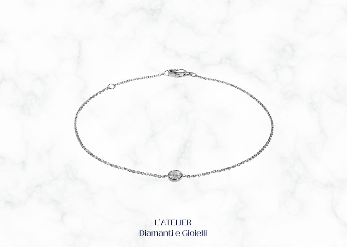 Bracciale con Diamante Singolo in Oro 18kt | L'Eleganza Artigianale