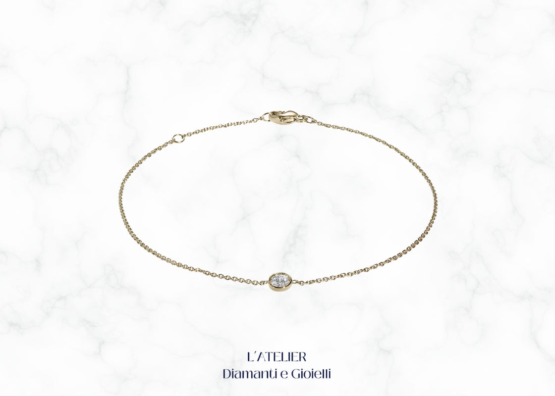 Bracciale con Diamante Singolo in Oro 18kt | L'Eleganza Artigianale