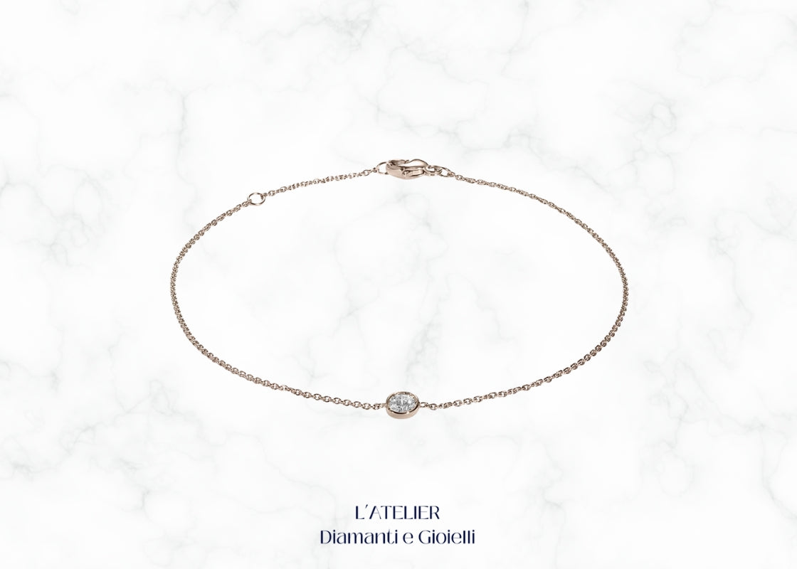 Bracciale con Diamante Singolo in Oro 18kt | L'Eleganza Artigianale