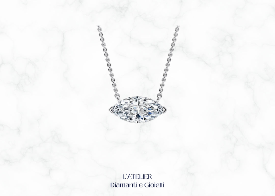 collana modello punto luce con diamante naturale marquise