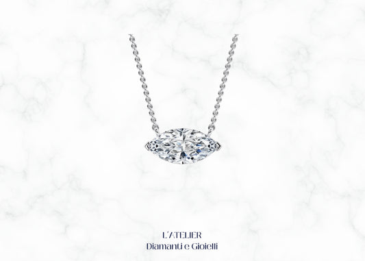 collana modello punto luce con diamante naturale marquise