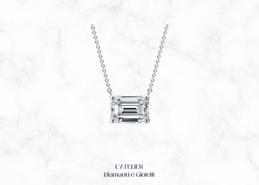 collana modello punto luce con diamante naturale rettangolare
