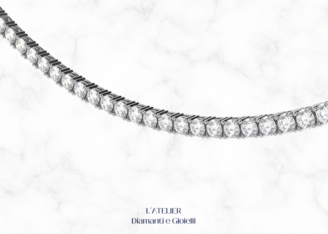 Collana Tennis con Diamanti in Oro 18kt | L'Eleganza del Collier