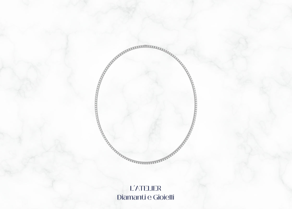 collana modello collier tennis di diamanti naturali in oro bianco