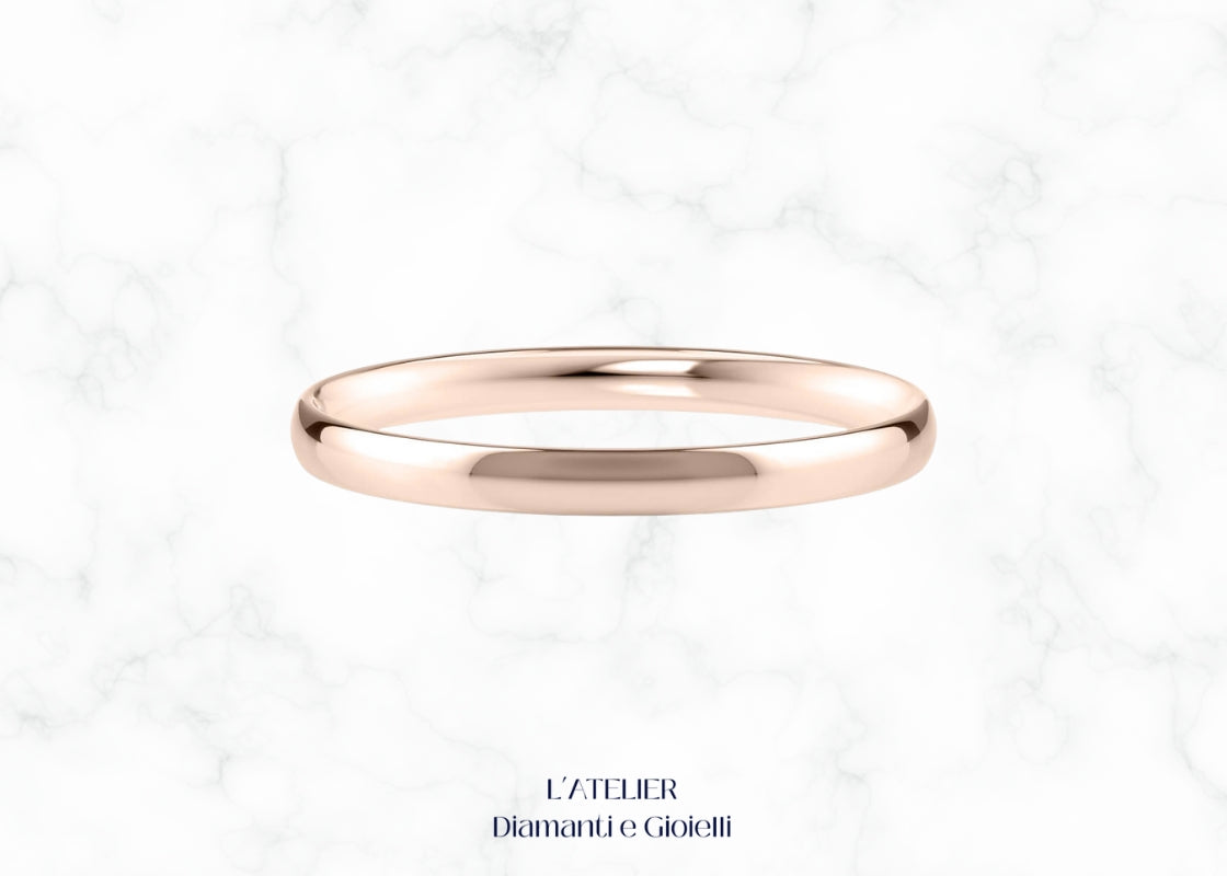 Fede nuziale classica Armonia in oro bianco 18kt, bombata e comfort. Gioiello artigianale italiano Atelier Diamanti per matrimonio.