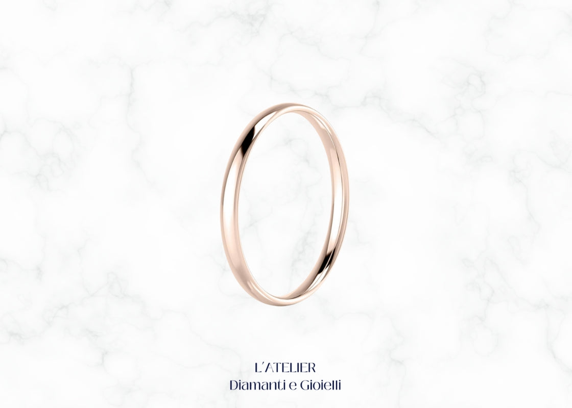 Fede nuziale classica Armonia in oro bianco 18kt, bombata e comfort. Gioiello artigianale italiano Atelier Diamanti per matrimonio.