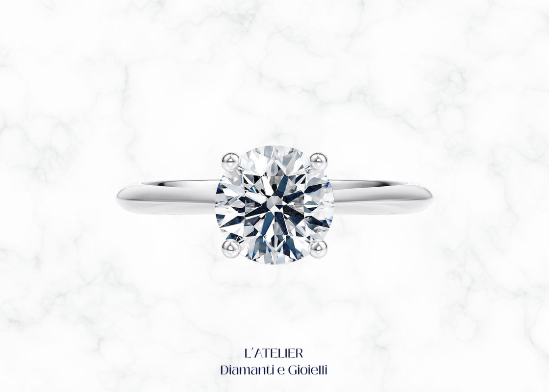 Anello Solitario con Diamante in Oro 18kt | Design Iconico per Fidanzament