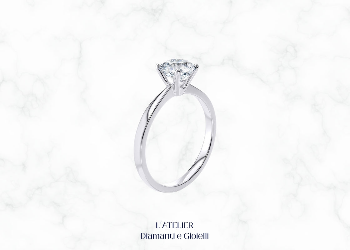 Anello Solitario con Diamante in Oro 18kt | Design Iconico per Fidanzament