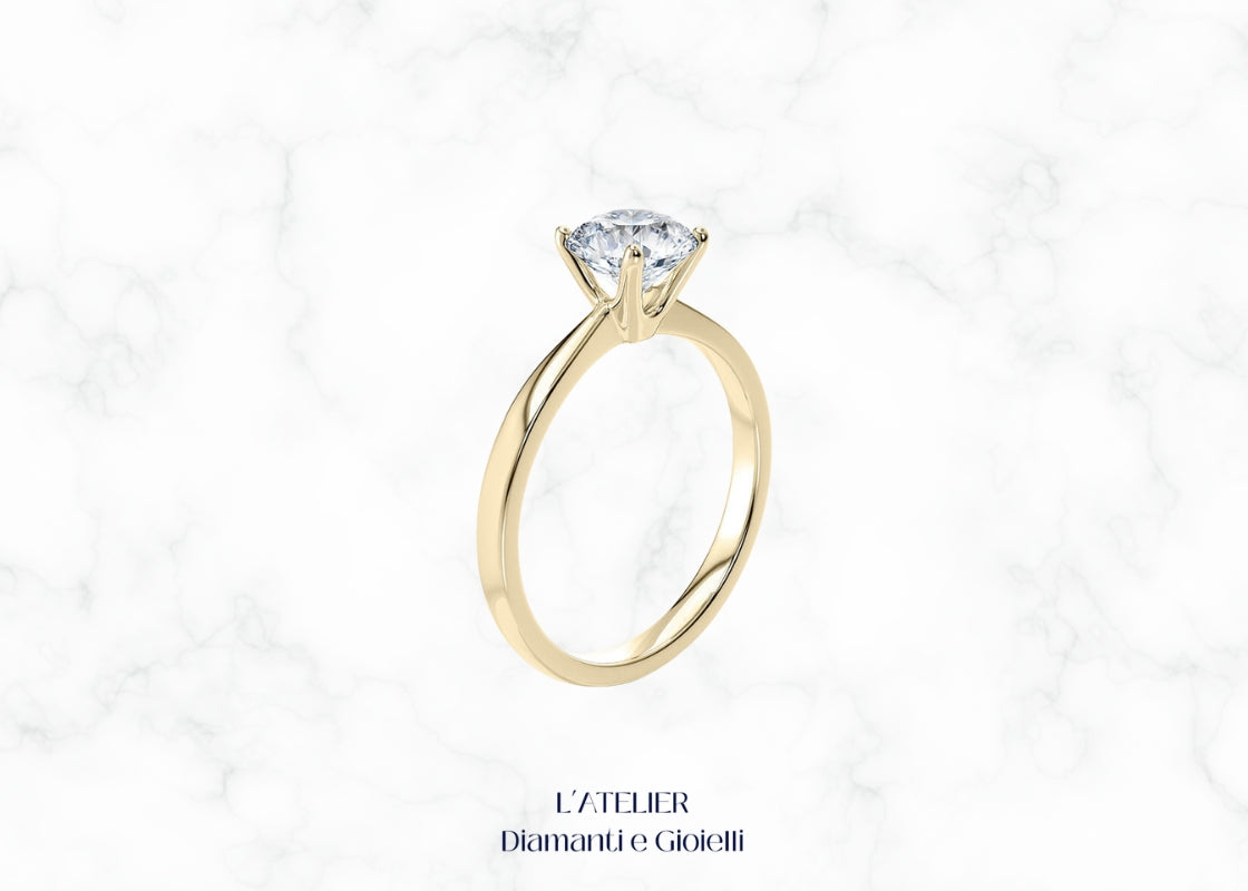 Anello Solitario con Diamante in Oro 18kt | Design Iconico per Fidanzament