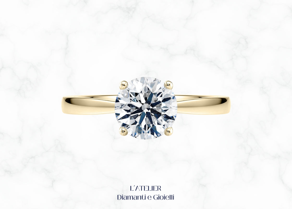 Anello Solitario con Diamante in Oro 18kt | Design Iconico per Fidanzament