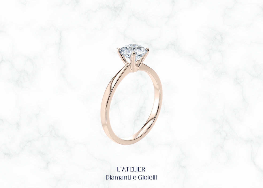 Anello Solitario con Diamante in Oro 18kt | Design Iconico per Fidanzament