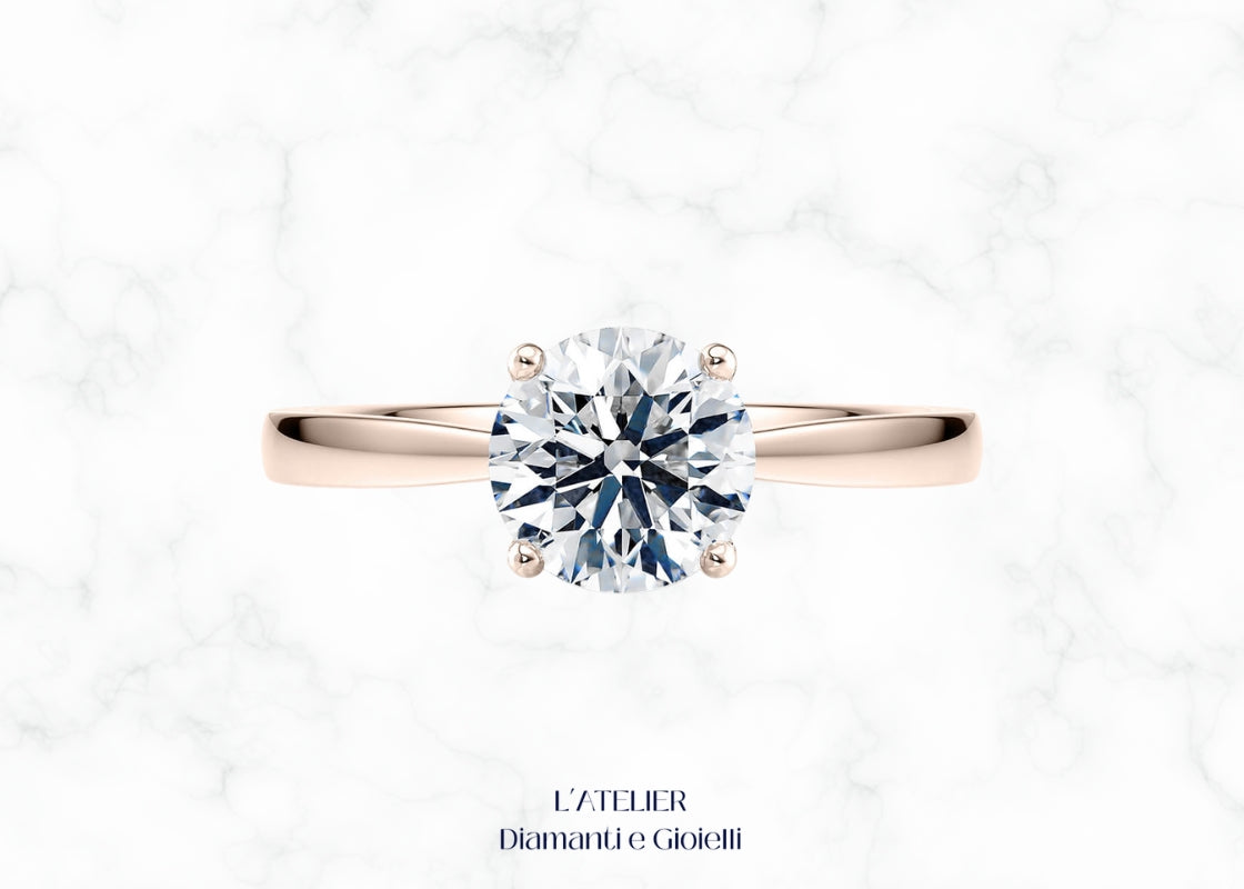 Anello Solitario con Diamante in Oro 18kt | Design Iconico per Fidanzament