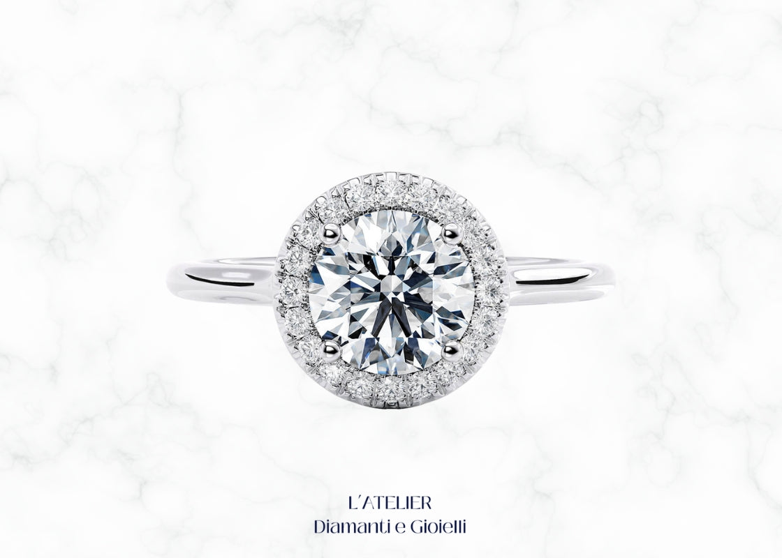 18kt Gold Halo Solitaire Ring: The Ideal Diamond Engagement Jewelry