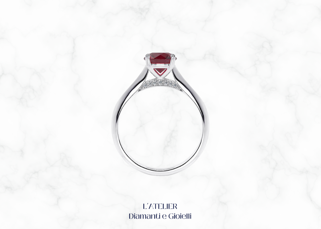 anello rubino naturale diamanti halo oro 18kt atelier gioielli lusso