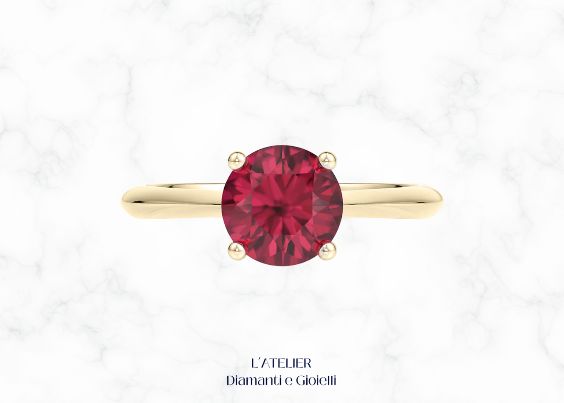anello rubino naturale diamanti halo oro 18kt atelier gioielli lusso