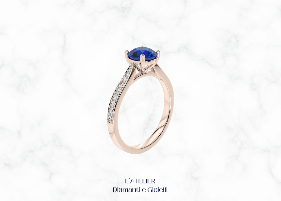 Natural Sapphire and Diamond Halo Engagement Ring | Atelier Diamanti e Gioielli