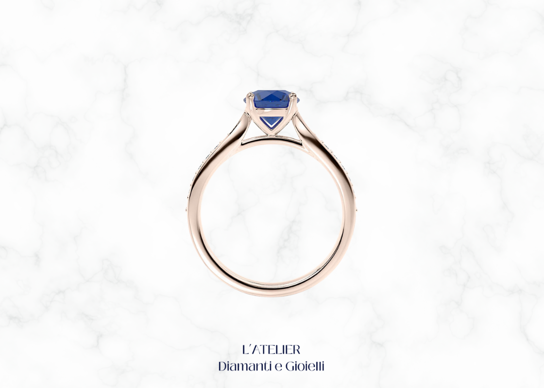 Natural Sapphire and Diamond Halo Engagement Ring | Atelier Diamanti e Gioielli
