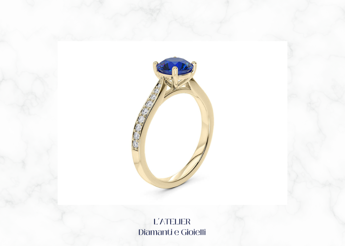 Anello-Fidanzamento-Zaffiro-Naturale-Diamanti-Halo-Oro-18kt-Atelier-Diamanti-Gioielli