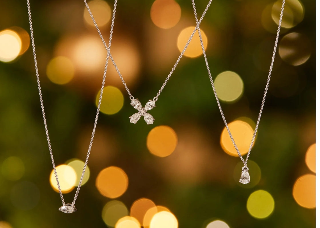 Collana Fiore con Diamanti Marquise in Oro 18kt | Gioiello Artigianale