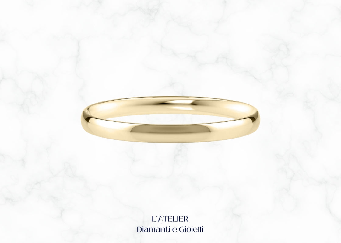 Fede nuziale classica Armonia in oro bianco 18kt, bombata e comfort. Gioiello artigianale italiano Atelier Diamanti per matrimonio.