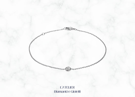 Bracciale con Diamante Singolo in Oro 18kt | L'Eleganza Artigianale