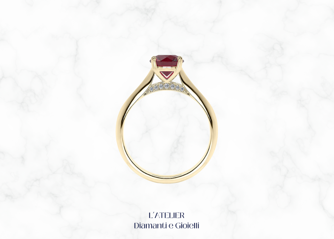 anello rubino naturale diamanti halo oro 18kt atelier gioielli lusso