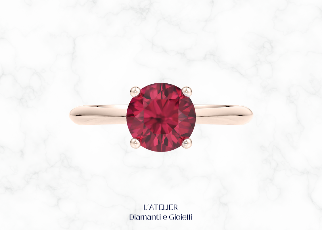 anello rubino naturale diamanti halo oro 18kt atelier gioielli lusso