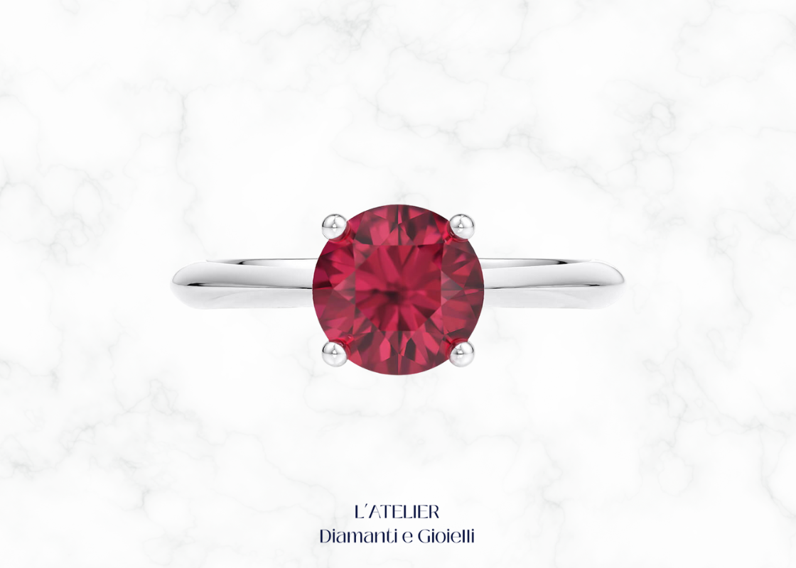 anello rubino naturale diamanti halo oro 18kt atelier gioielli lusso