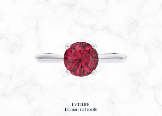 anello rubino naturale diamanti halo oro 18kt atelier gioielli lusso