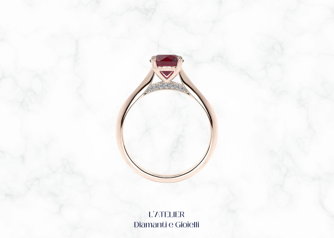 anello rubino naturale diamanti halo oro 18kt atelier gioielli lusso