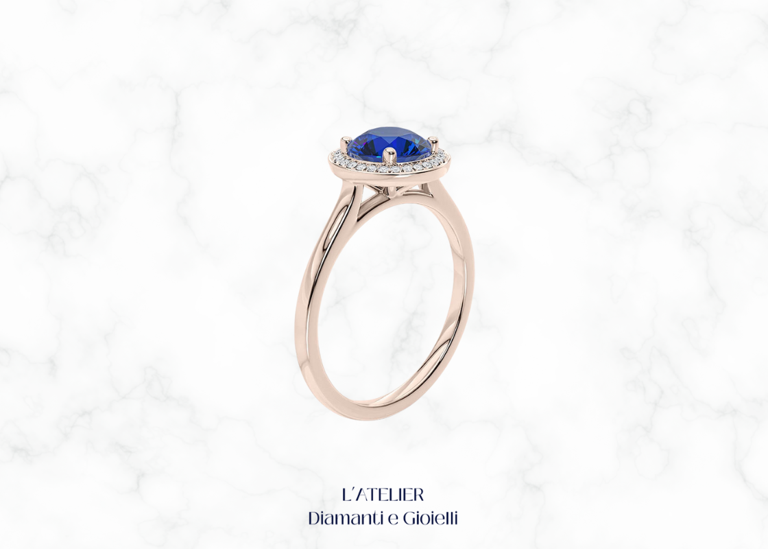 Anello-Fidanzamento-Zaffiro-Naturale-Diamanti-Halo-Oro-18kt-Atelier-Diamanti-Gioielli