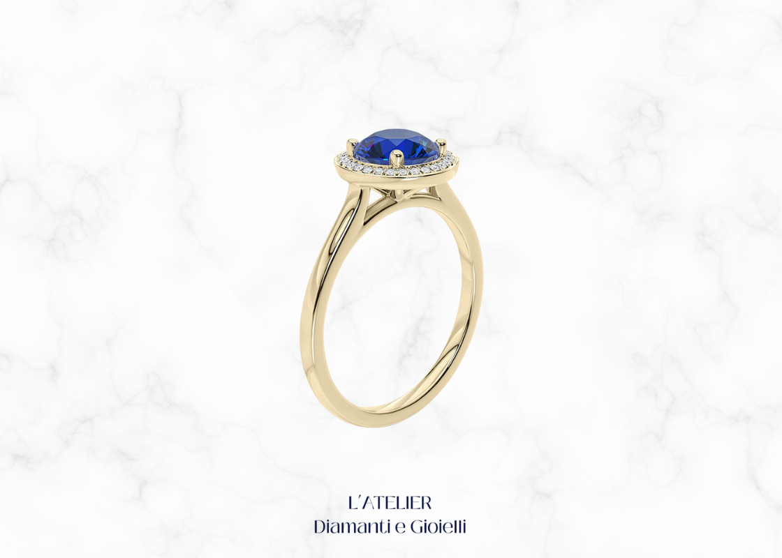 Anello-Fidanzamento-Zaffiro-Naturale-Diamanti-Halo-Oro-18kt-Atelier-Diamanti-Gioielli