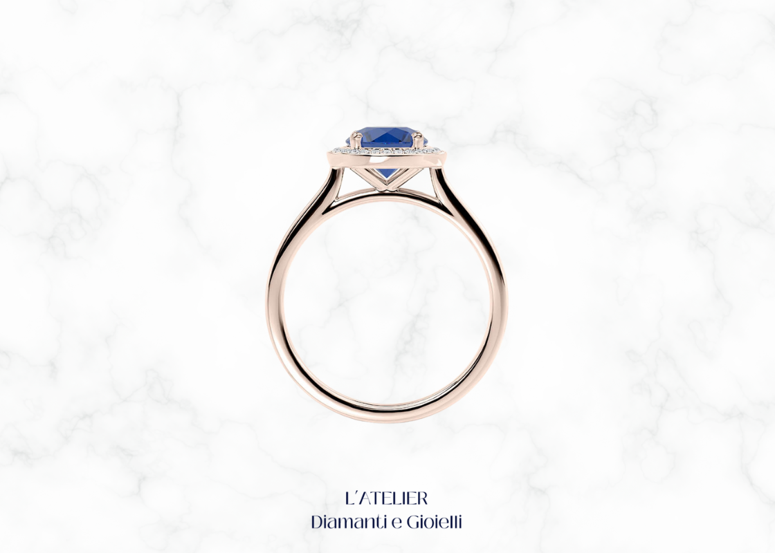 Anello-Fidanzamento-Zaffiro-Naturale-Diamanti-Halo-Oro-18kt-Atelier-Diamanti-Gioielli